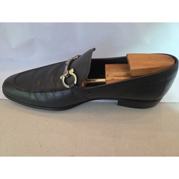 SALVATORE Ferragamo Moccasin Black Horse Beat Leather Loafers Size 10.5 main image 6